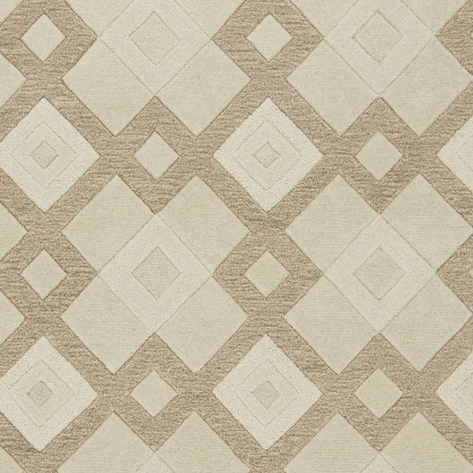 3' X 5' Ivory Geometric Diamonds Wool Area Rug - Homeroots