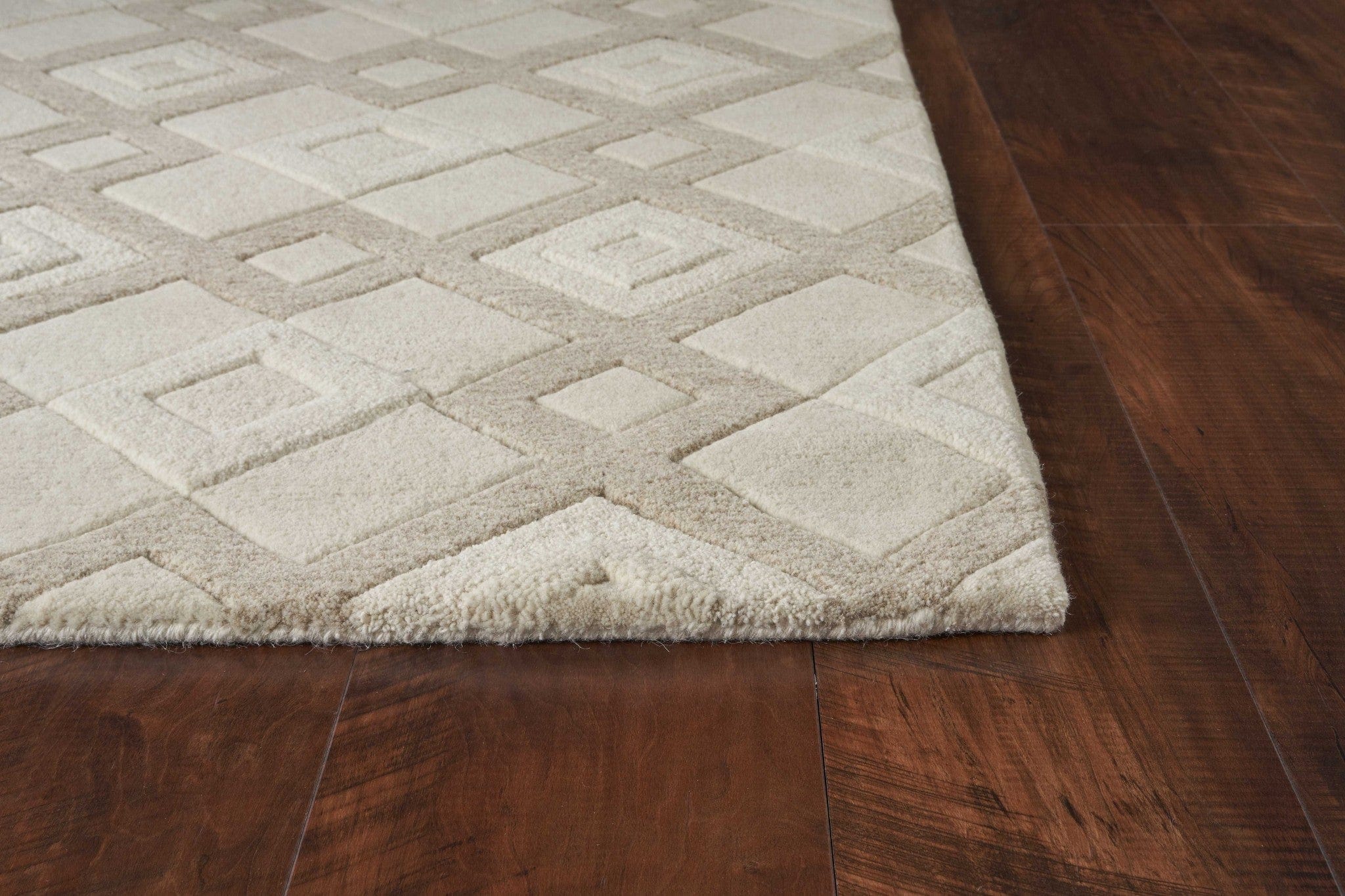 3' X 5' Ivory Geometric Diamonds Wool Area Rug - Homeroots