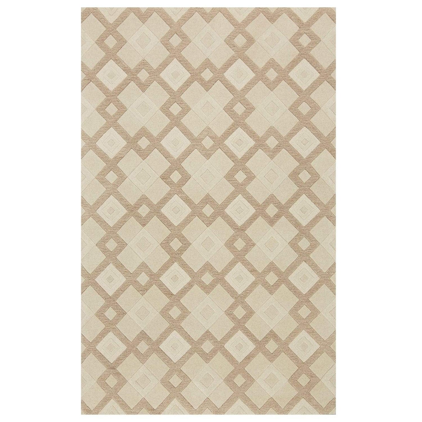 3' X 5' Ivory Geometric Diamonds Wool Area Rug - Homeroots - Flyclothing LLC