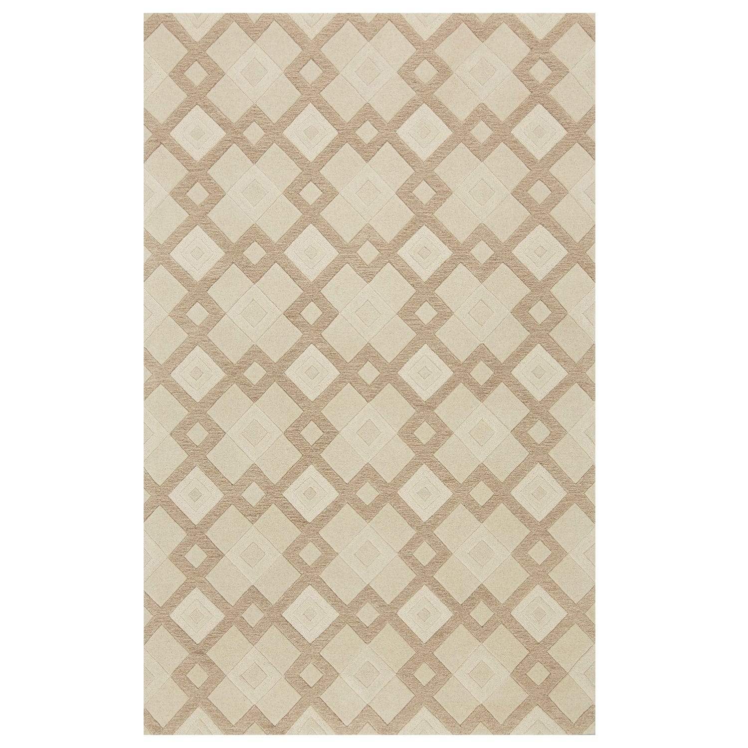 3' X 5' Ivory Geometric Diamonds Wool Area Rug - Homeroots - Flyclothing LLC