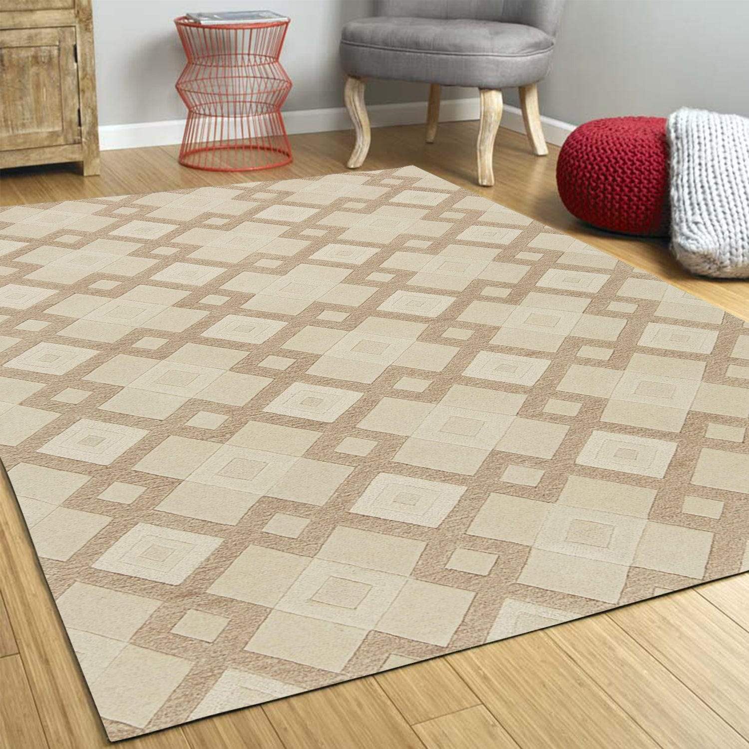 3' X 5' Ivory Geometric Diamonds Wool Area Rug - Homeroots - Flyclothing LLC