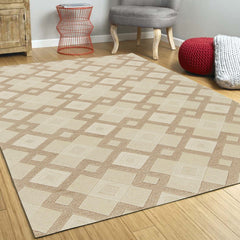 3' X 5' Ivory Geometric Diamonds Wool Area Rug - Homeroots