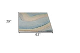 3' X 5' Ocean Blue Beige Hand Tufted Abstract Waves Indoor Area Rug - Homeroots - Flyclothing LLC