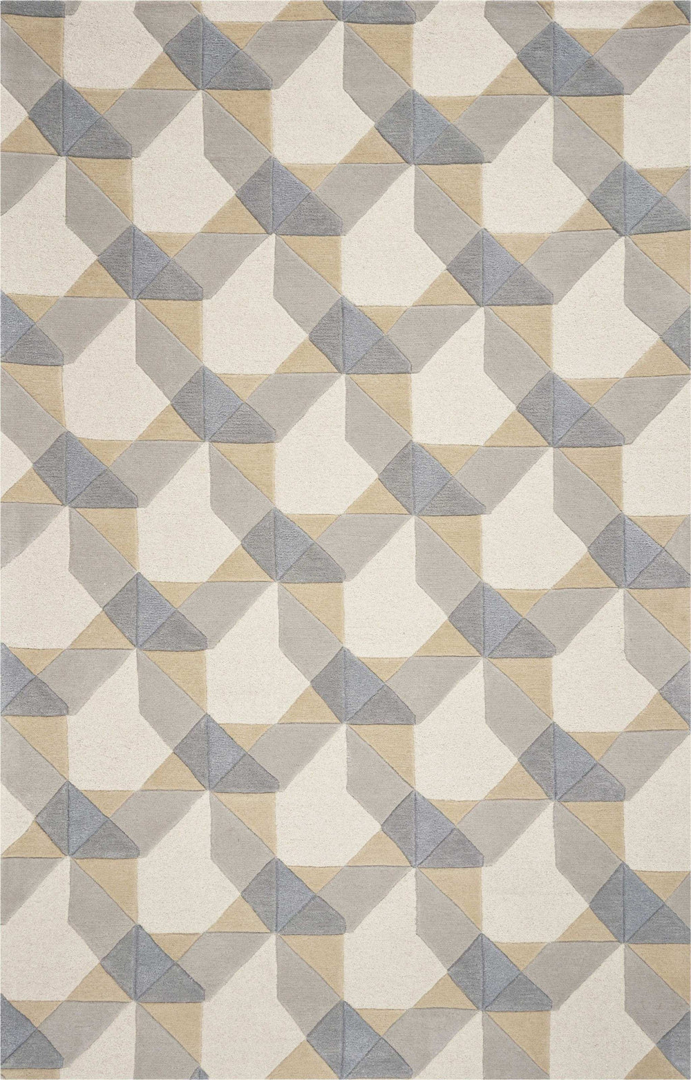 3' X 5' Ivory Or Grey Geometric Wool Area Rug - Homeroots - Flyclothing LLC