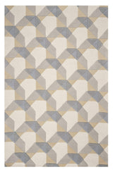 3' X 5' Ivory Or Grey Geometric Wool Area Rug - Homeroots - Flyclothing LLC