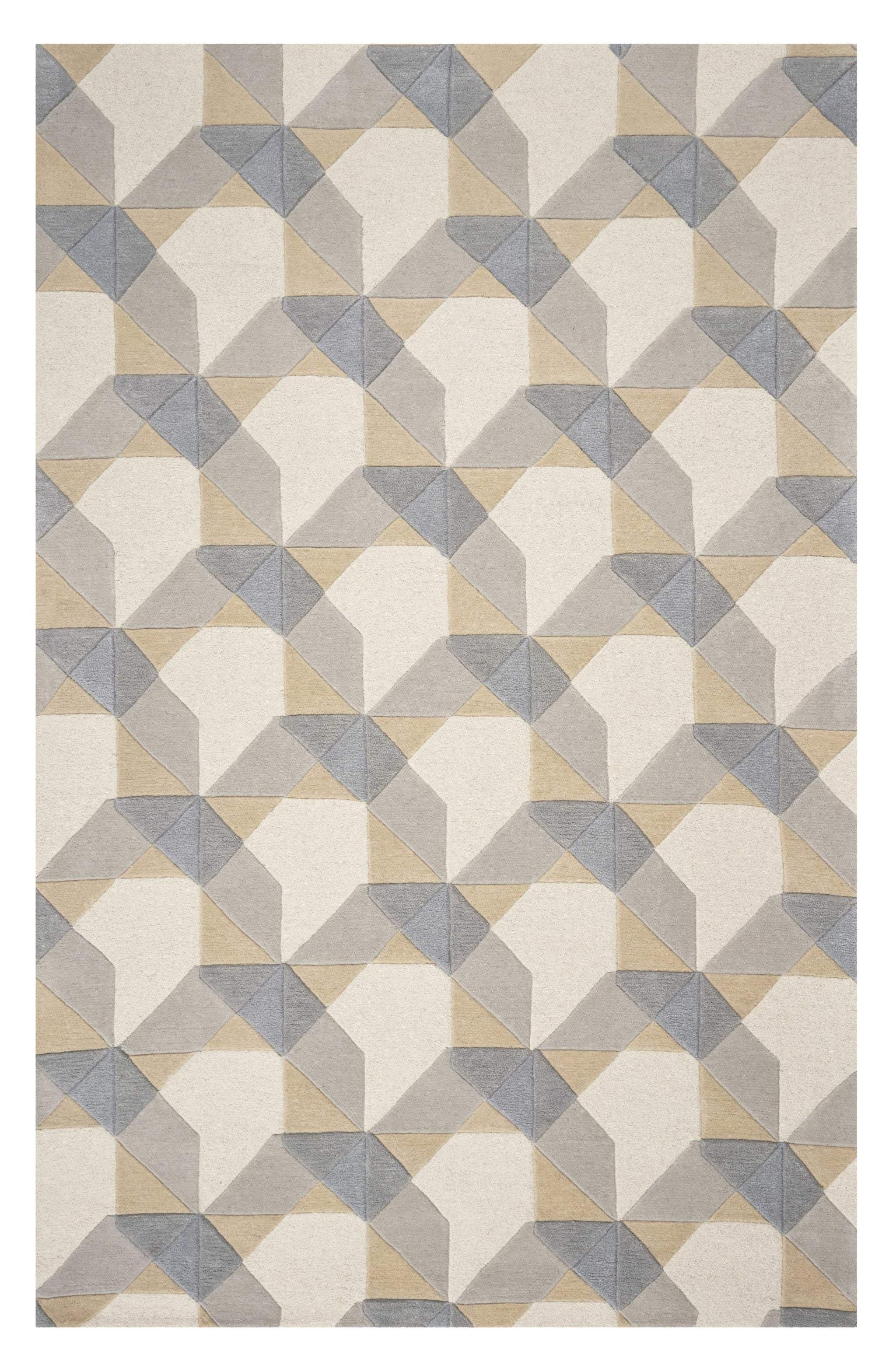 3' X 5' Ivory Or Grey Geometric Wool Area Rug - Homeroots - Flyclothing LLC