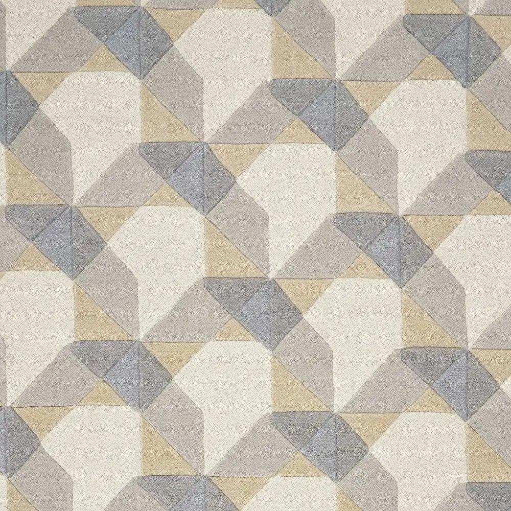 3' X 5' Ivory Or Grey Geometric Wool Area Rug - Homeroots - Flyclothing LLC