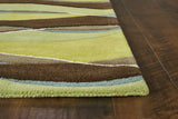 3' X 5' Lime And Mocha Wool Handmade Area Rug - Homeroots