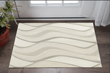 3' X 5' Ivory Hand Tufted Abstract Waves Indoor Area Rug - Homeroots