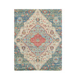 5' X 7' Blue and Beige Medallion Hand Woven Distressed Area Rug - Homeroots