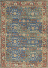 5' X 7' Blue and Red Floral Medallion Hand Woven Area Rug - Homeroots - Flyclothing LLC