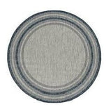 8' Round Blue and Gray Round Striped Indoor Outdoor Area Rug - Homeroots
