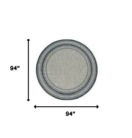8' Round Blue and Gray Round Striped Indoor Outdoor Area Rug - Homeroots - Flyclothing LLC