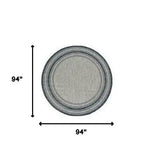 8' Round Blue and Gray Round Striped Indoor Outdoor Area Rug - Homeroots