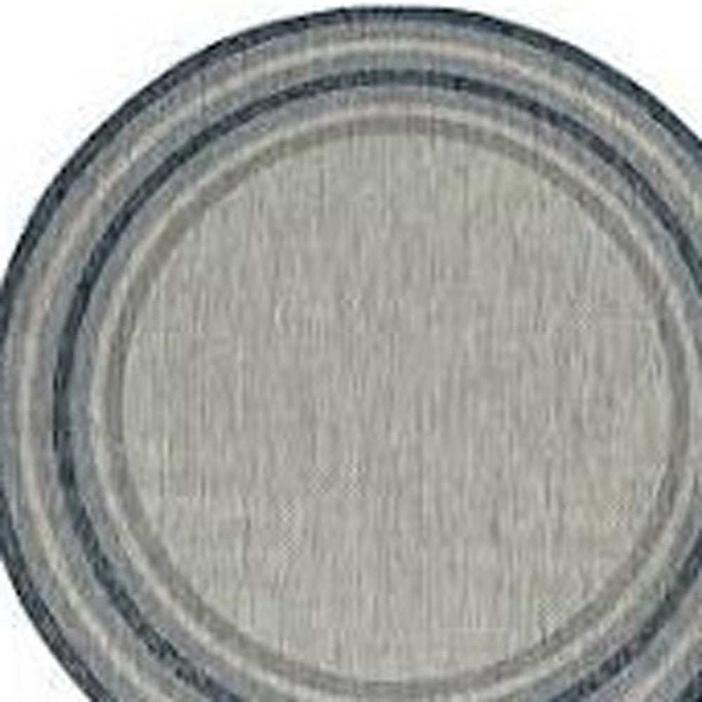 8' Round Blue and Gray Round Striped Indoor Outdoor Area Rug - Homeroots - Flyclothing LLC
