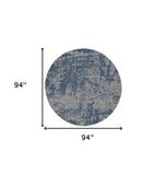 8' Gray Round Area Rug - Homeroots