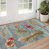3' X 5' Seafoam Green Botanical Leaves Hand Tufted Area Rug - Homeroots