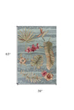 3' X 5' Seafoam Green Botanical Leaves Hand Tufted Area Rug - Homeroots