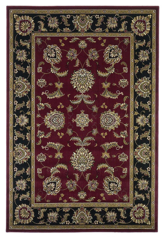 5' X 8' Red Black Machine Woven Floral Traditional Indoor Area Rug - Homeroots - Flyclothing LLC