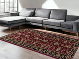 5' X 8' Red Black Machine Woven Floral Traditional Indoor Area Rug - Homeroots
