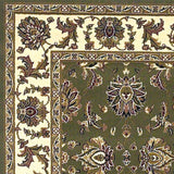 5' X 8' Green Ivory Machine Woven Floral Traditional Indoor Area Rug - Homeroots