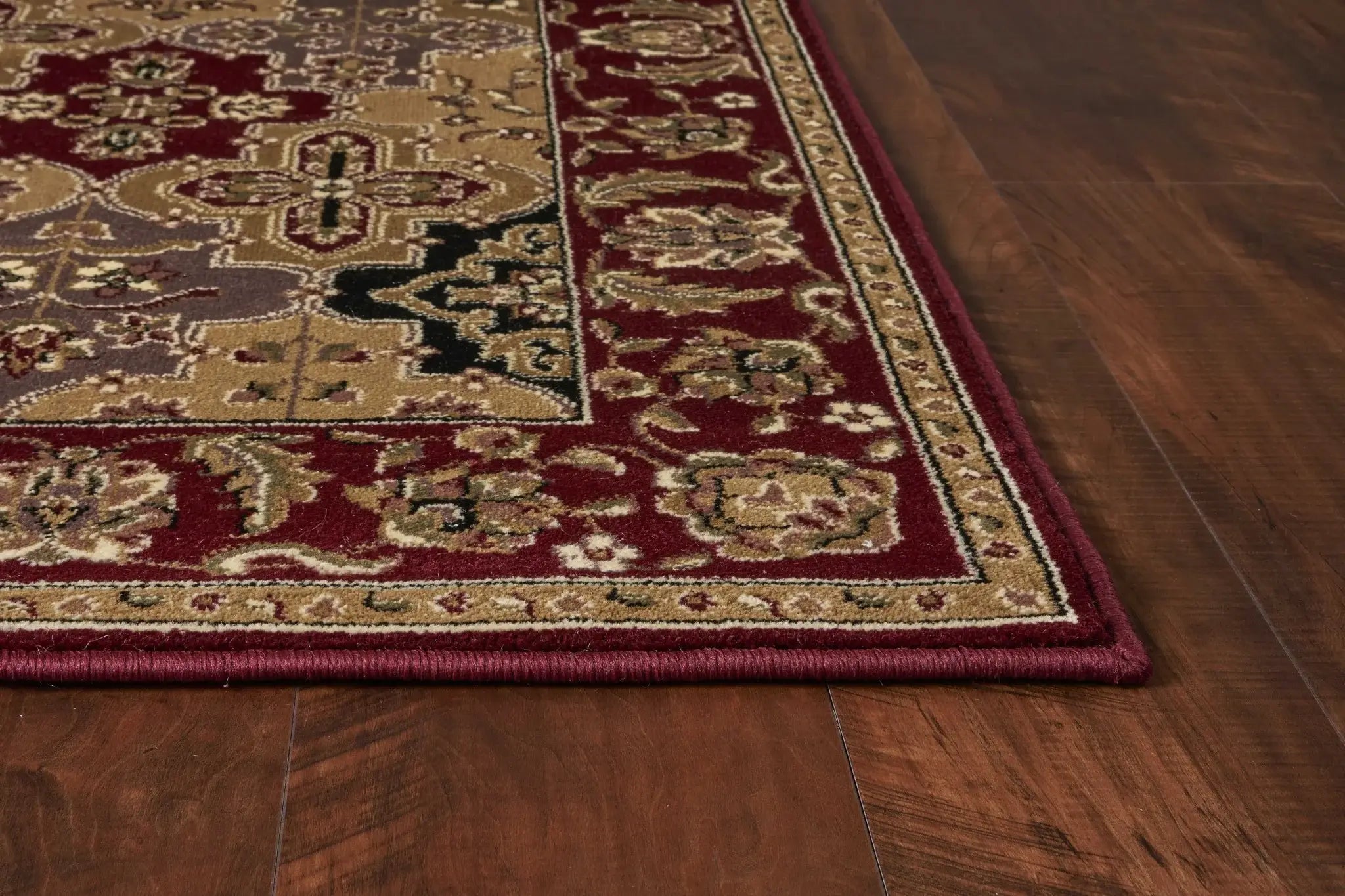 5' X 8' Red Floral Panel Bordered Area Rug - Homeroots - Flyclothing LLC