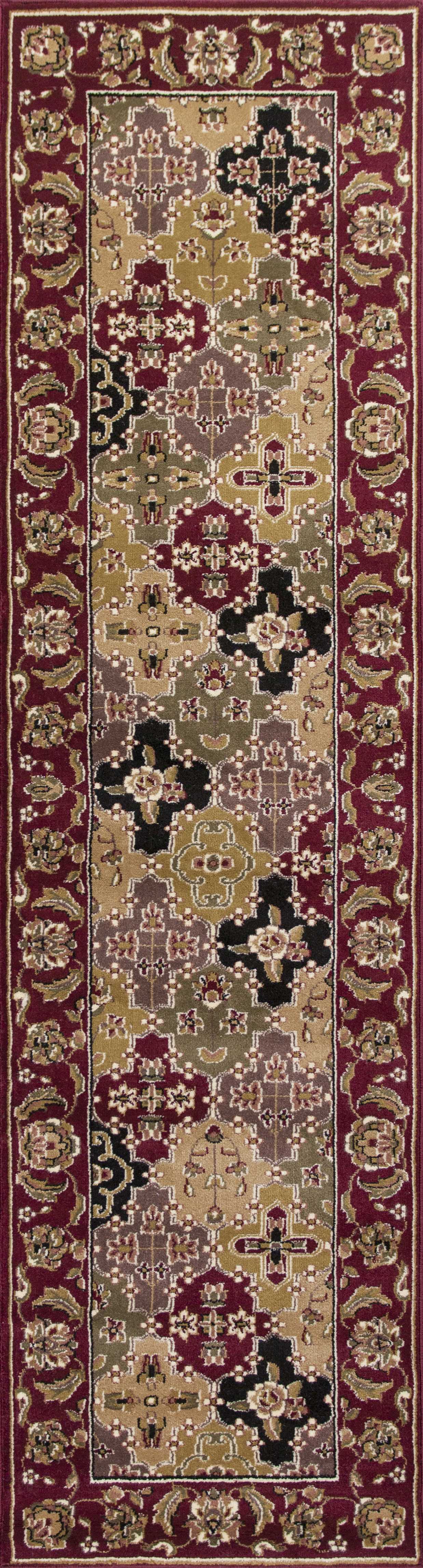 5' X 8' Red Floral Panel Bordered Area Rug - Homeroots - Flyclothing LLC