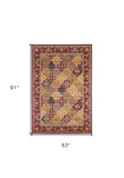 5' X 8' Red Floral Panel Bordered Area Rug - Homeroots - Flyclothing LLC
