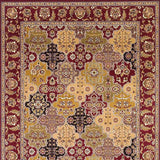 5' X 8' Red Floral Panel Bordered Area Rug - Homeroots - Flyclothing LLC