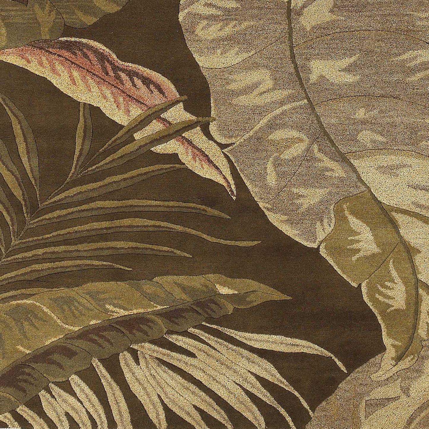 3' X 5' Mocha Leaves Wool Area Rug - Homeroots - Flyclothing LLC