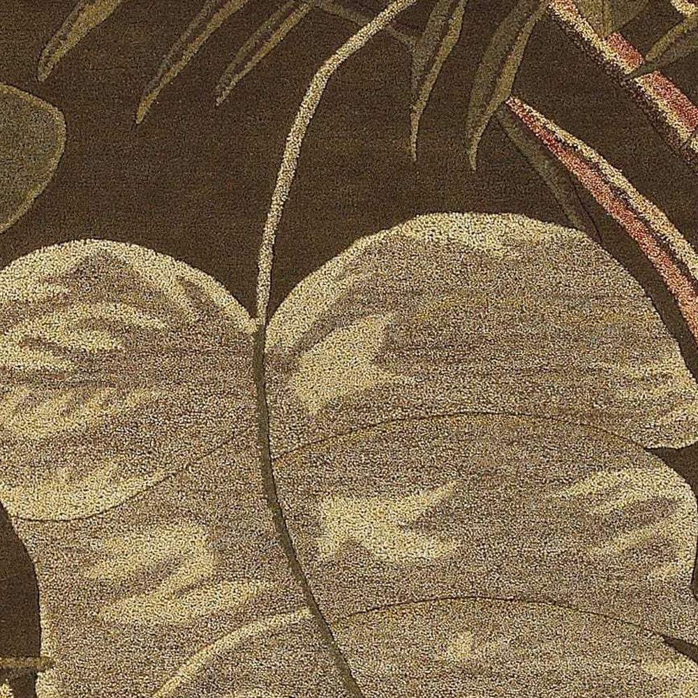 3' X 5' Mocha Leaves Wool Area Rug - Homeroots - Flyclothing LLC