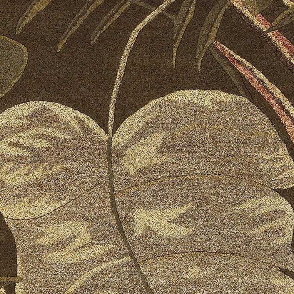 3' X 5' Mocha Leaves Wool Area Rug - Homeroots - Flyclothing LLC