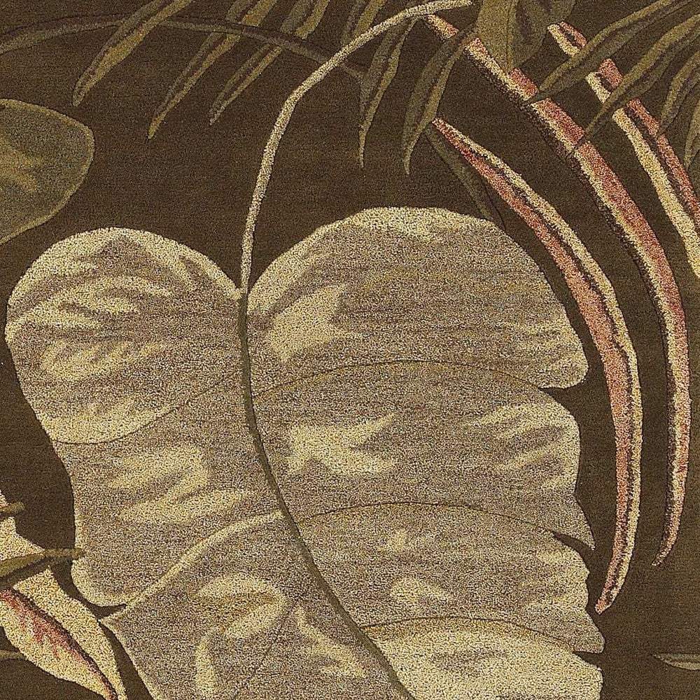 3' X 5' Mocha Leaves Wool Area Rug - Homeroots - Flyclothing LLC
