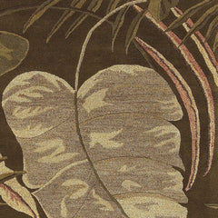 3' X 5' Mocha Leaves Wool Area Rug
