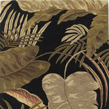 3' X 5' Midnight Black Hand Tufted Tropical Leaves Indoor Area Rug - Homeroots - Flyclothing LLC