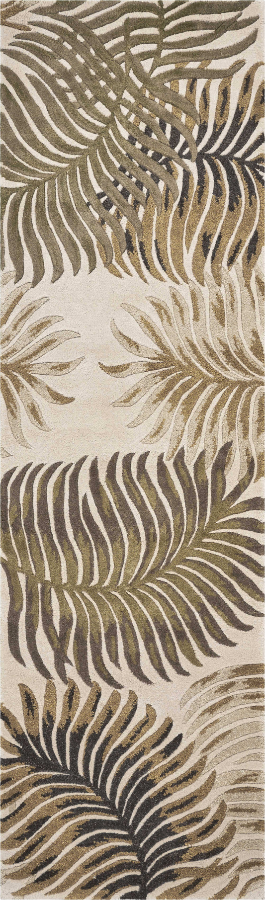 3' X 5' Natural Beige Hand Tufted Tropical Leaves Indoor Area Rug - Homeroots - Flyclothing LLC