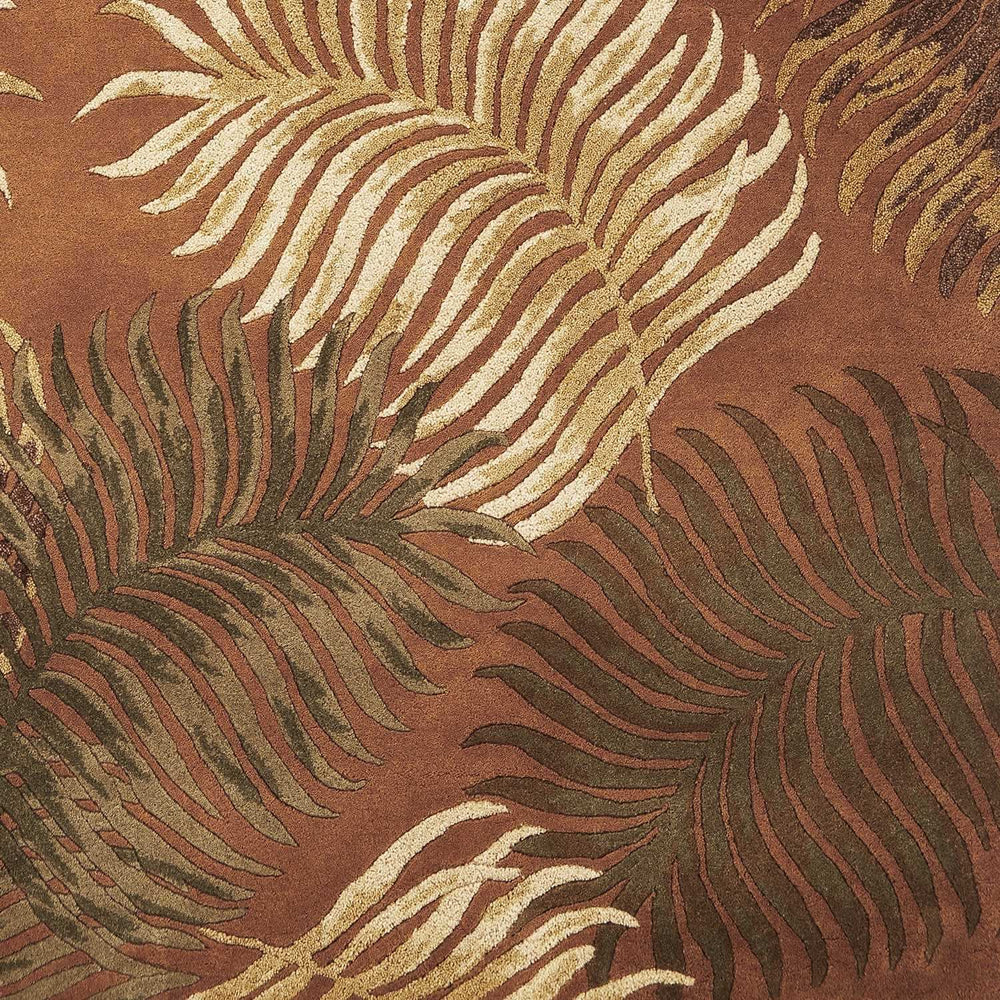 3' X 5' Rust Fern Leaves Wool Area Rug - Homeroots - Flyclothing LLC
