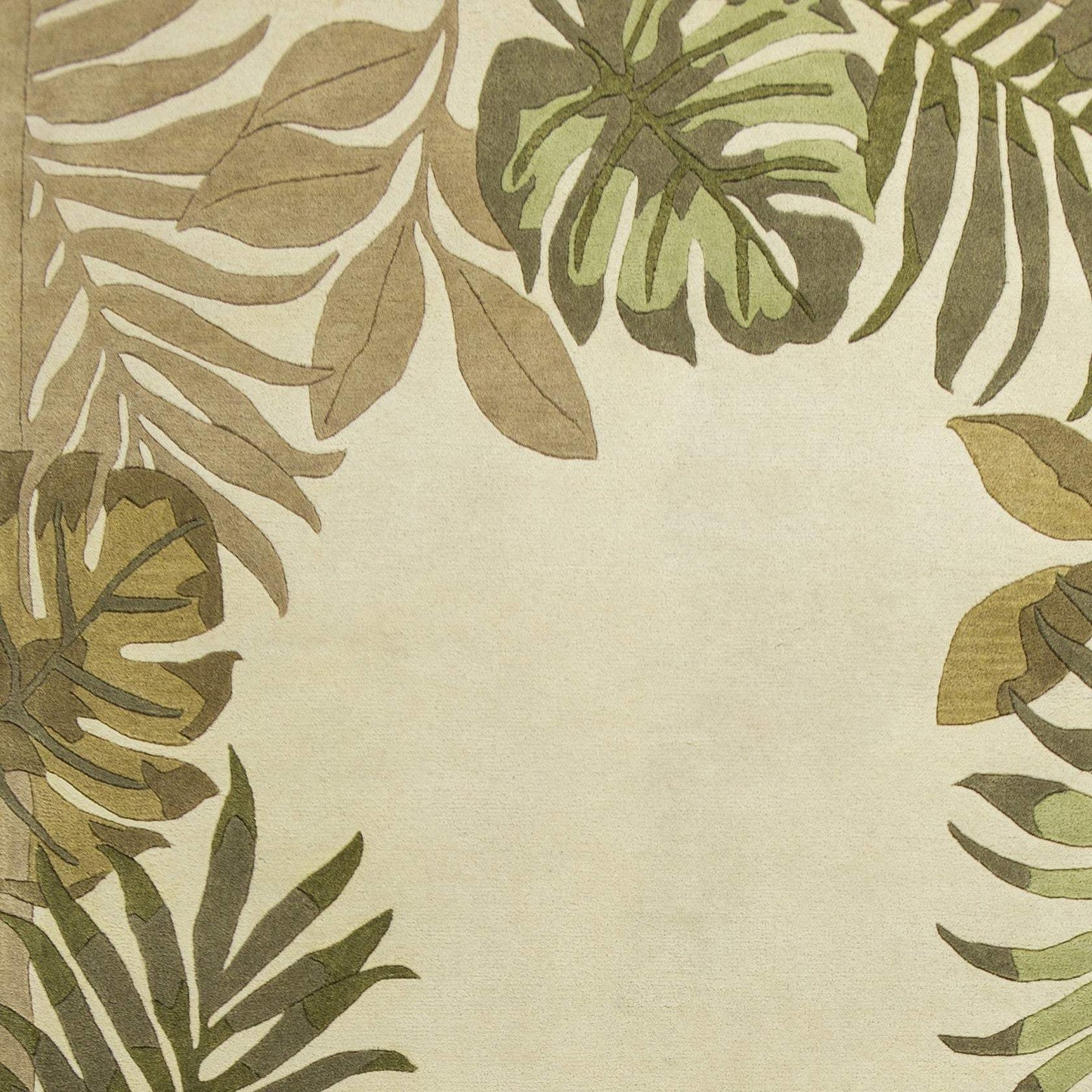 3' X 5' Ivory Hand Tufted Bordered Tropical Leaves Indoor Area Rug - Homeroots - Flyclothing LLC