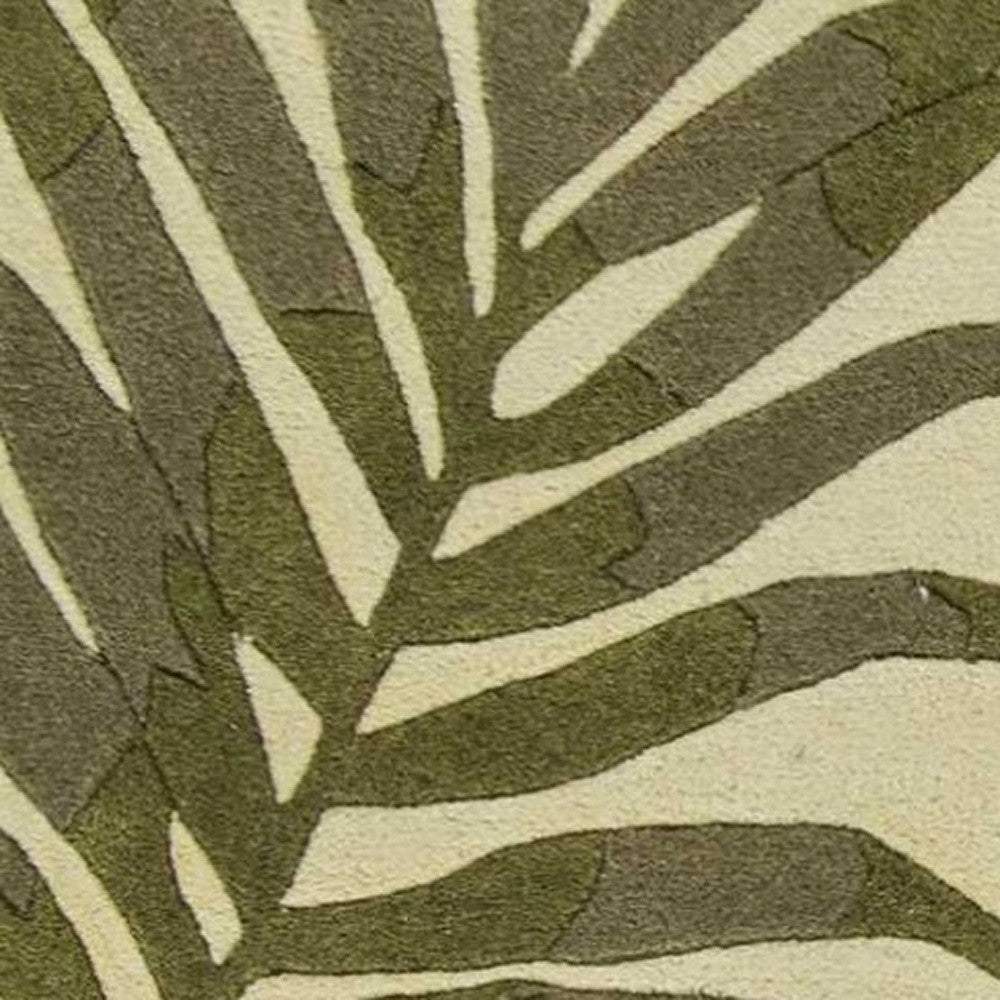 3' X 5' Ivory Hand Tufted Bordered Tropical Leaves Indoor Area Rug - Homeroots - Flyclothing LLC
