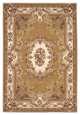 5' X 8' Beige Ivory Machine Woven Hand Carved Floral Medallion Indoor Area Rug - Homeroots - Flyclothing LLC