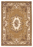 5' X 8' Beige Ivory Machine Woven Hand Carved Floral Medallion Indoor Area Rug - Homeroots
