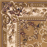 5' X 8' Beige Ivory Machine Woven Hand Carved Floral Medallion Indoor Area Rug - Homeroots