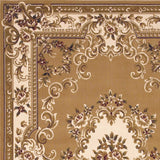 5' X 8' Beige Ivory Machine Woven Hand Carved Floral Medallion Indoor Area Rug - Homeroots