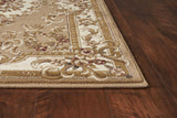 5' X 8' Beige Ivory Machine Woven Hand Carved Floral Medallion Indoor Area Rug - Homeroots