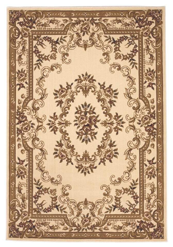 5' X 8' Ivory Machine Woven Hand Carved Floral Medallion Indoor Area Rug - Homeroots - Flyclothing LLC
