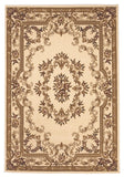 5' X 8' Ivory Machine Woven Hand Carved Floral Medallion Indoor Area Rug - Homeroots