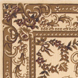 5' X 8' Ivory Machine Woven Hand Carved Floral Medallion Indoor Area Rug - Homeroots