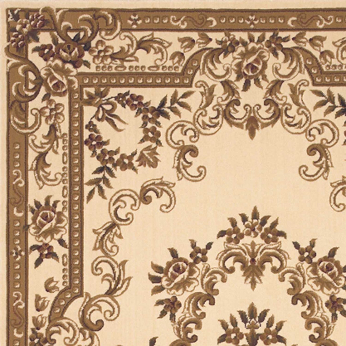 5' X 8' Ivory Machine Woven Hand Carved Floral Medallion Indoor Area Rug - Homeroots - Flyclothing LLC