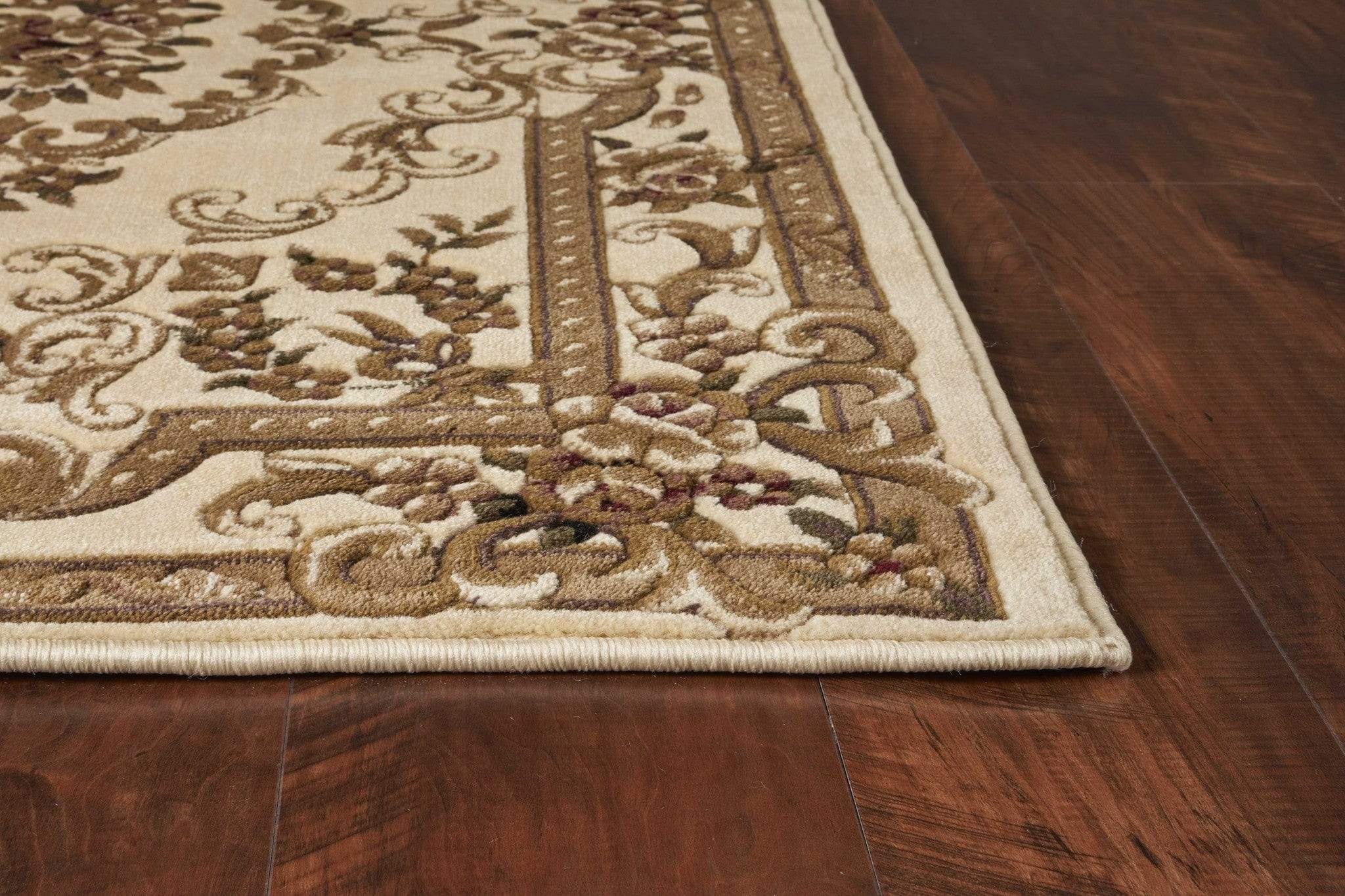 5' X 8' Ivory Machine Woven Hand Carved Floral Medallion Indoor Area Rug - Homeroots - Flyclothing LLC