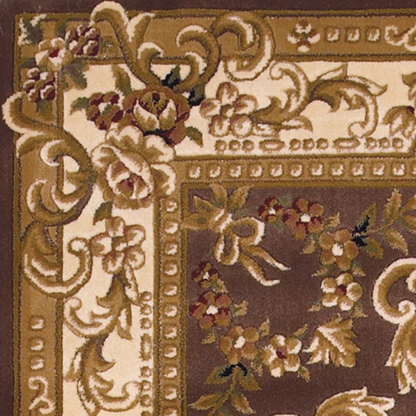 5' X 8' Plum Ivory Machine Woven Hand Carved Floral Medallion Indoor Area Rug - Homeroots - Flyclothing LLC